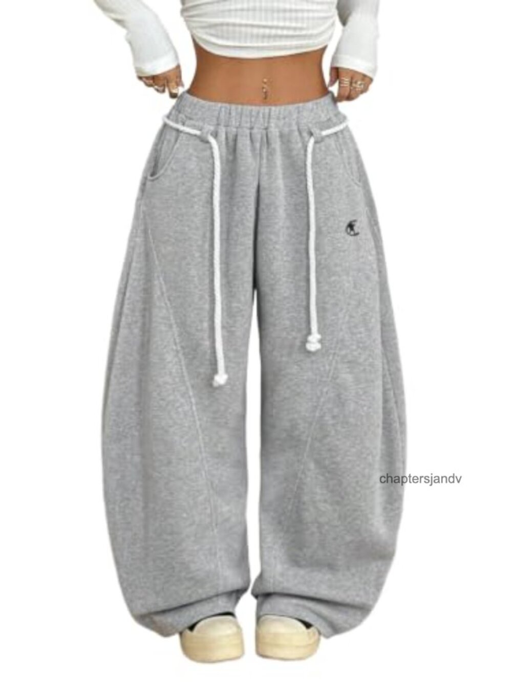 Women's Baggy Barrel Sweatpants Wide Leg Low Rise Elastic Waist
